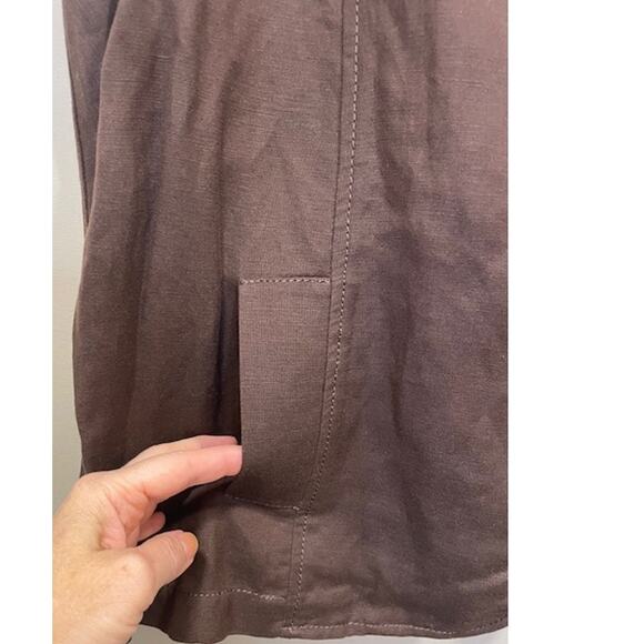 Larry Levine Women’s Brown Linen Blend Jacket Size L 3/4 Sleeve Collared Blazer - Picture 6 of 8